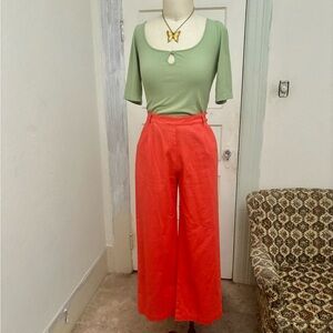 Lisa Says Gah Melinda Pants Tomato Cropped Lightweight Trousers Size L